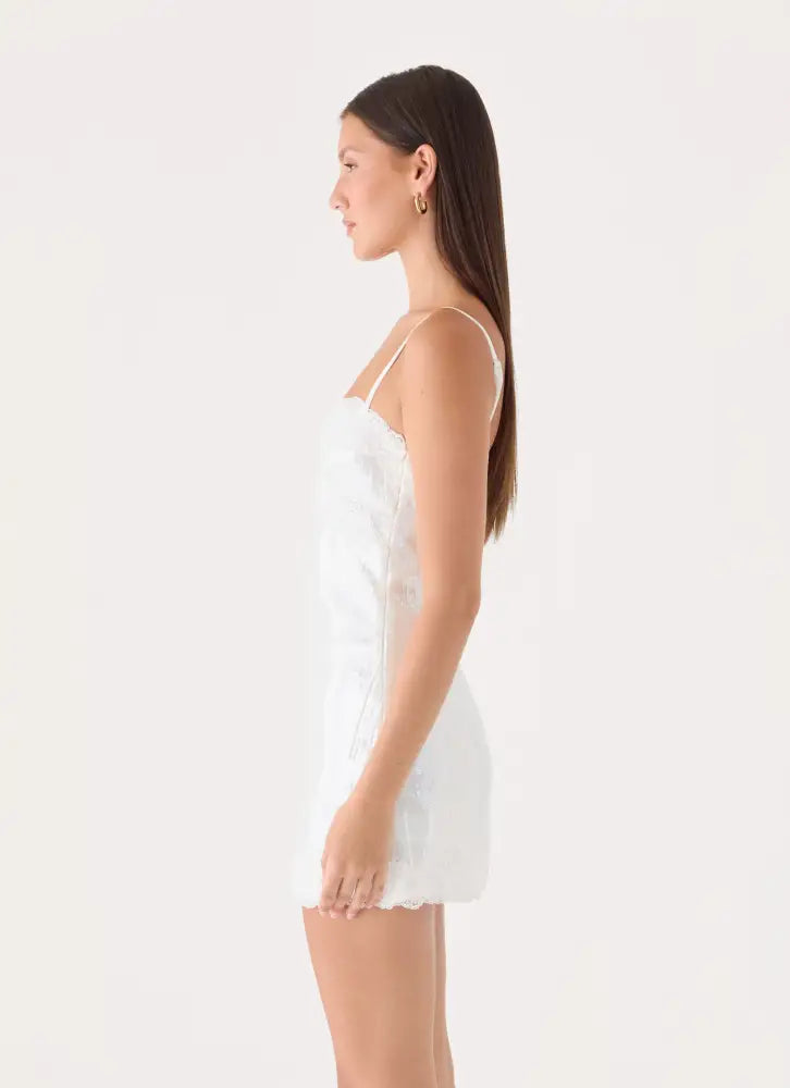 Averie Sequin Mini Dress - White - Mini Dresses