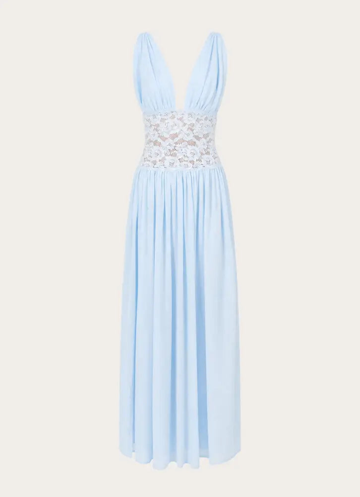 Berdine Lace Maxi Dress - Blue - Maxi Dresses