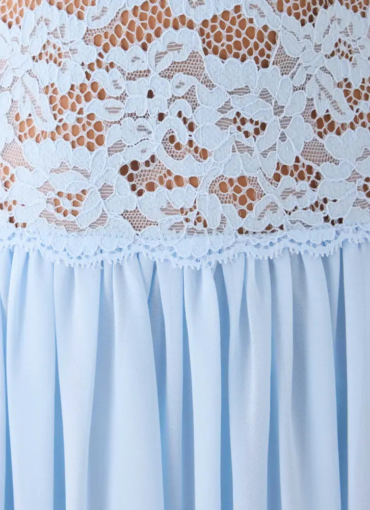 Berdine Lace Maxi Dress - Blue - Maxi Dresses