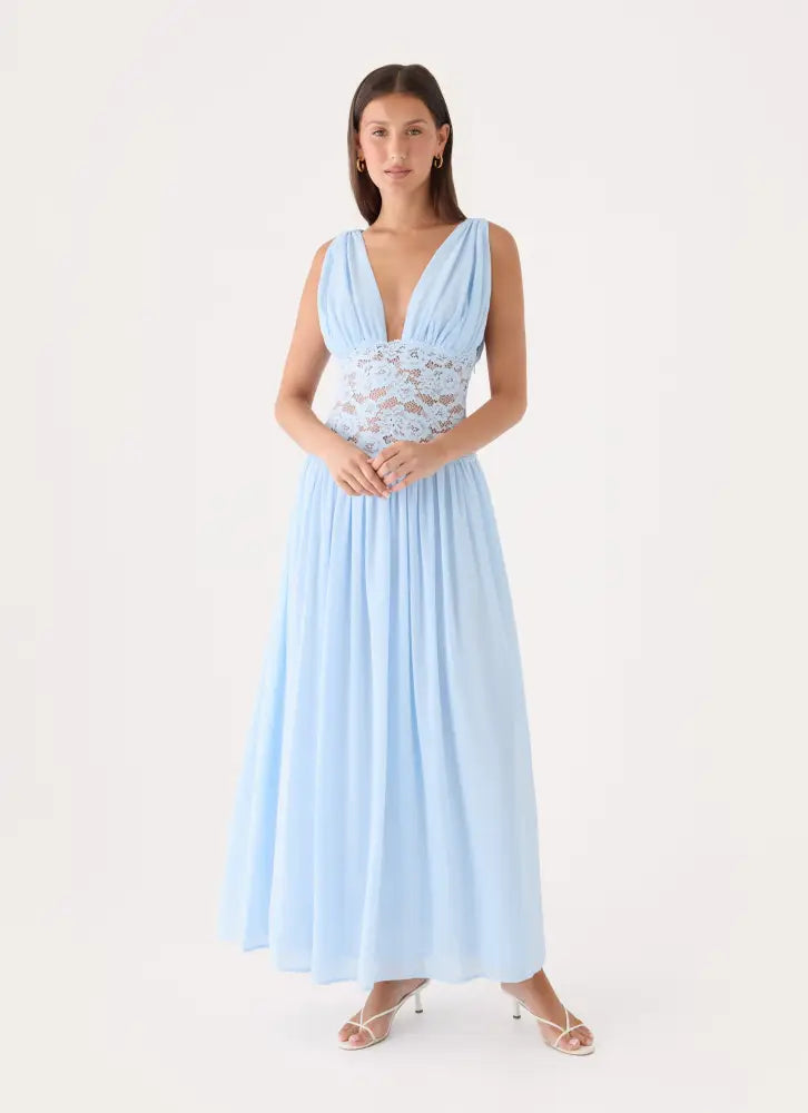 Berdine Lace Maxi Dress - Blue - Maxi Dresses