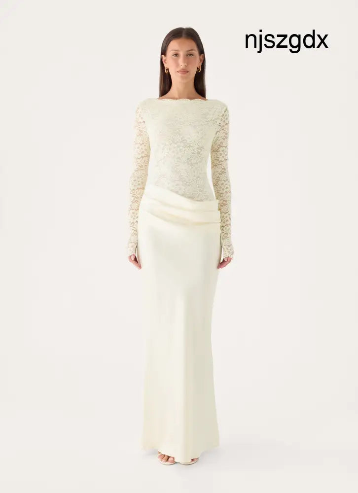 Cerelia Long Sleeve Maxi Dress - Ivory - Maxi Dresses