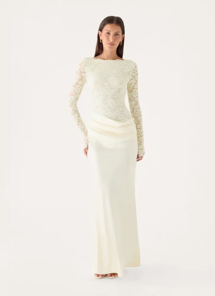 Cerelia Long Sleeve Maxi Dress - Ivory - Maxi Dresses