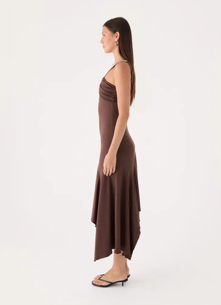 Elixia Midi Dress - Chocolate - Midi Dresses