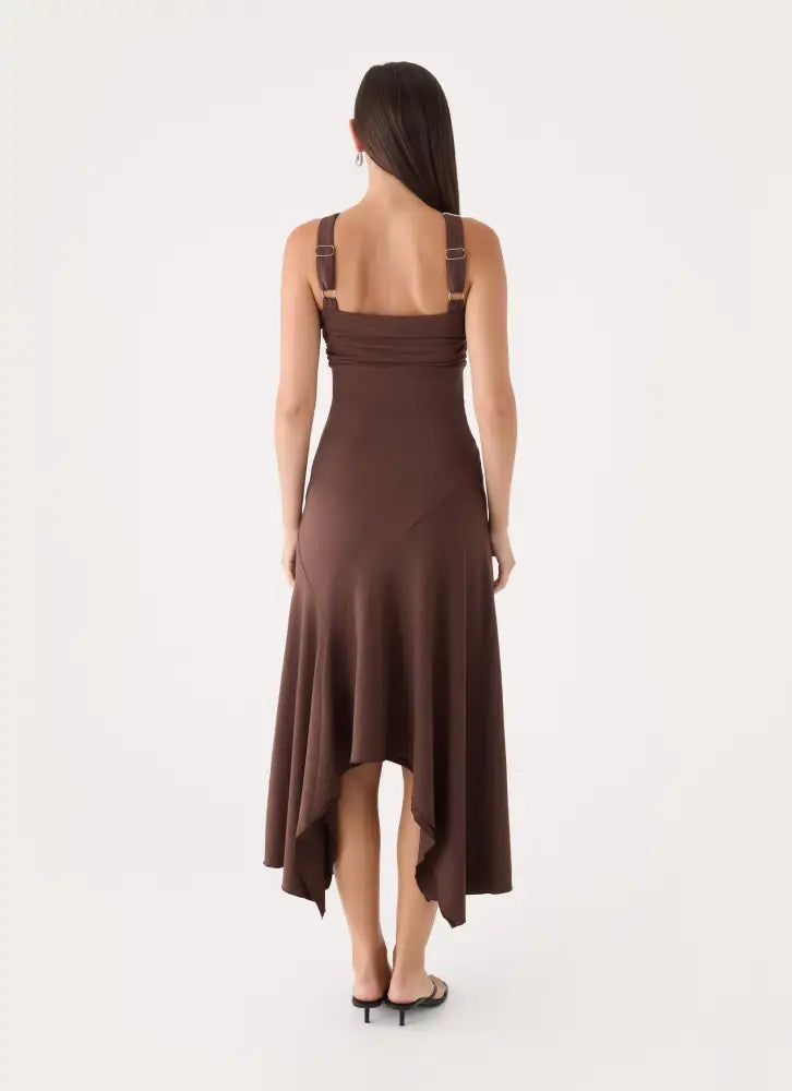 Elixia Midi Dress - Chocolate - Midi Dresses