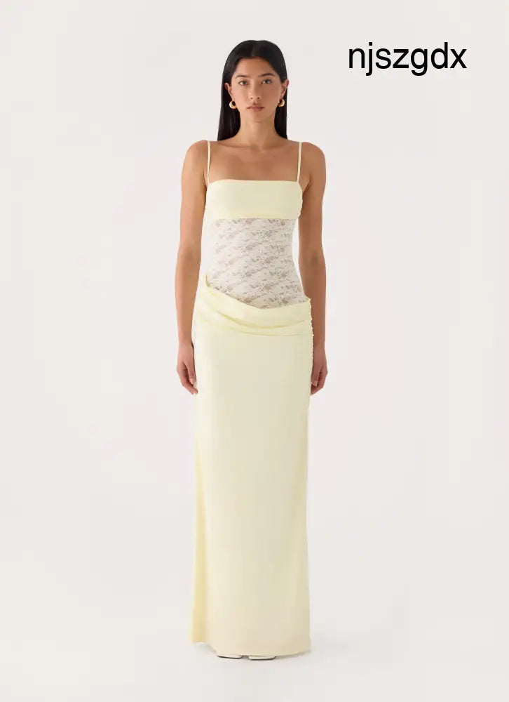 Emesy Lace Maxi Dress - Yellow - Maxi Dresses