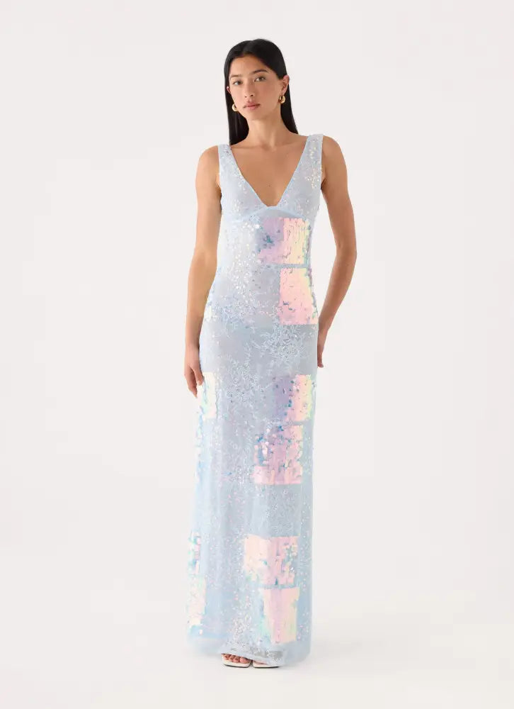 Erinah Sequin Maxi Dress - Blue - Maxi Dresses