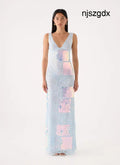 Erinah Sequin Maxi Dress - Blue - Maxi Dresses
