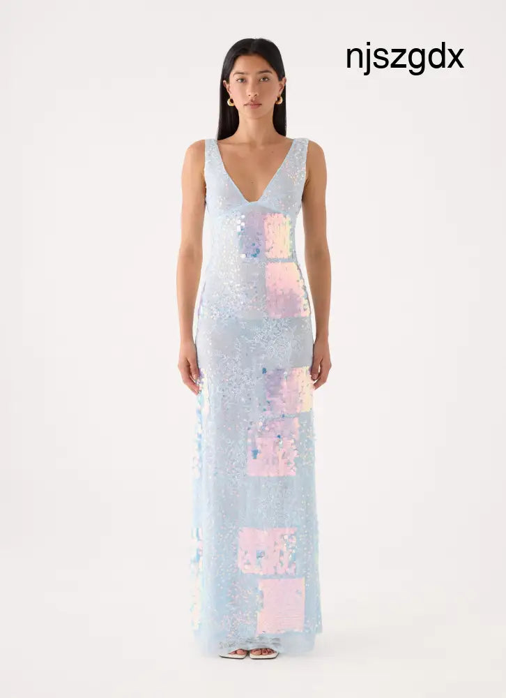 Erinah Sequin Maxi Dress - Blue - Maxi Dresses