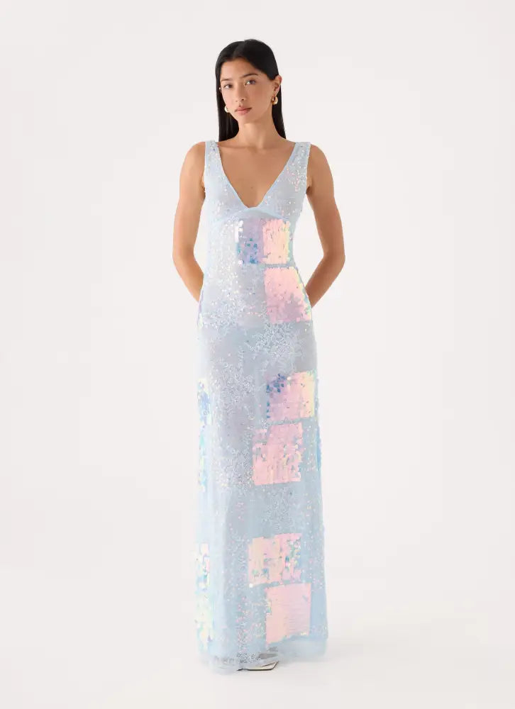 Erinah Sequin Maxi Dress - Blue - Maxi Dresses