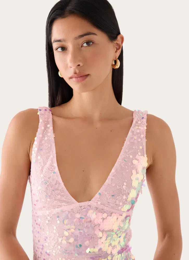 Erinah Sequin Maxi Dress - Pink - Maxi Dresses
