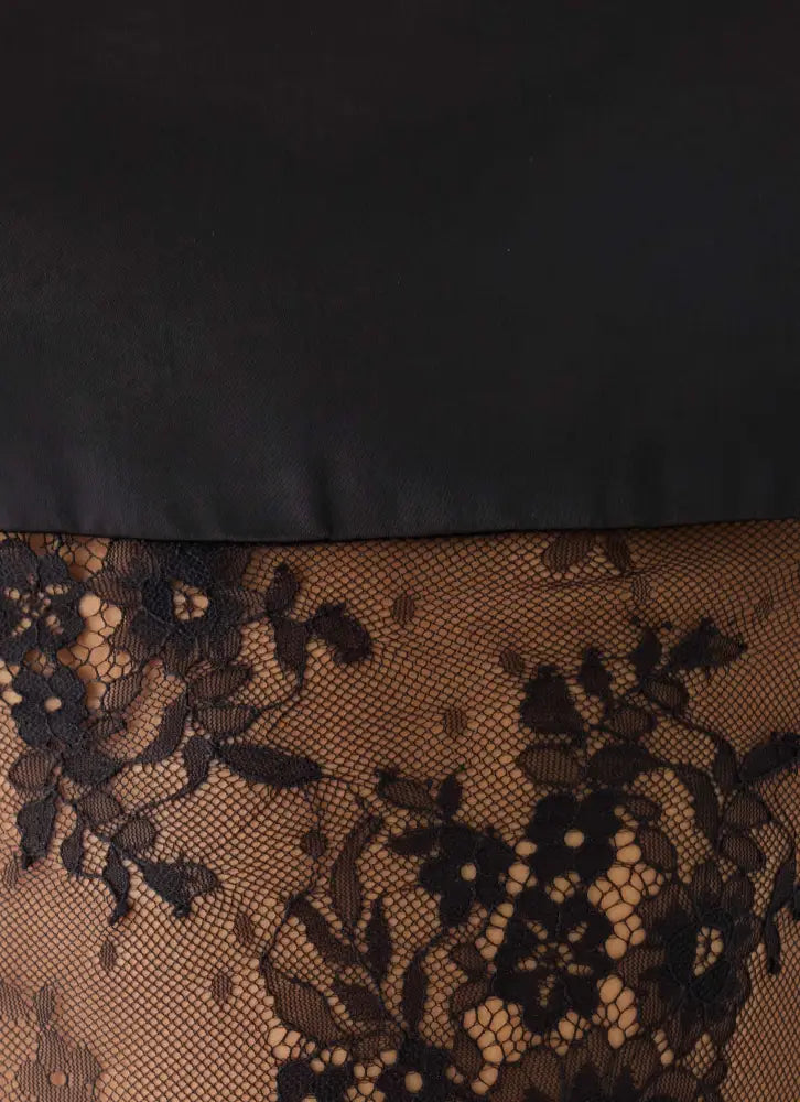 Eunia Lace Spliced Mini Dress - Black - Mini Dresses