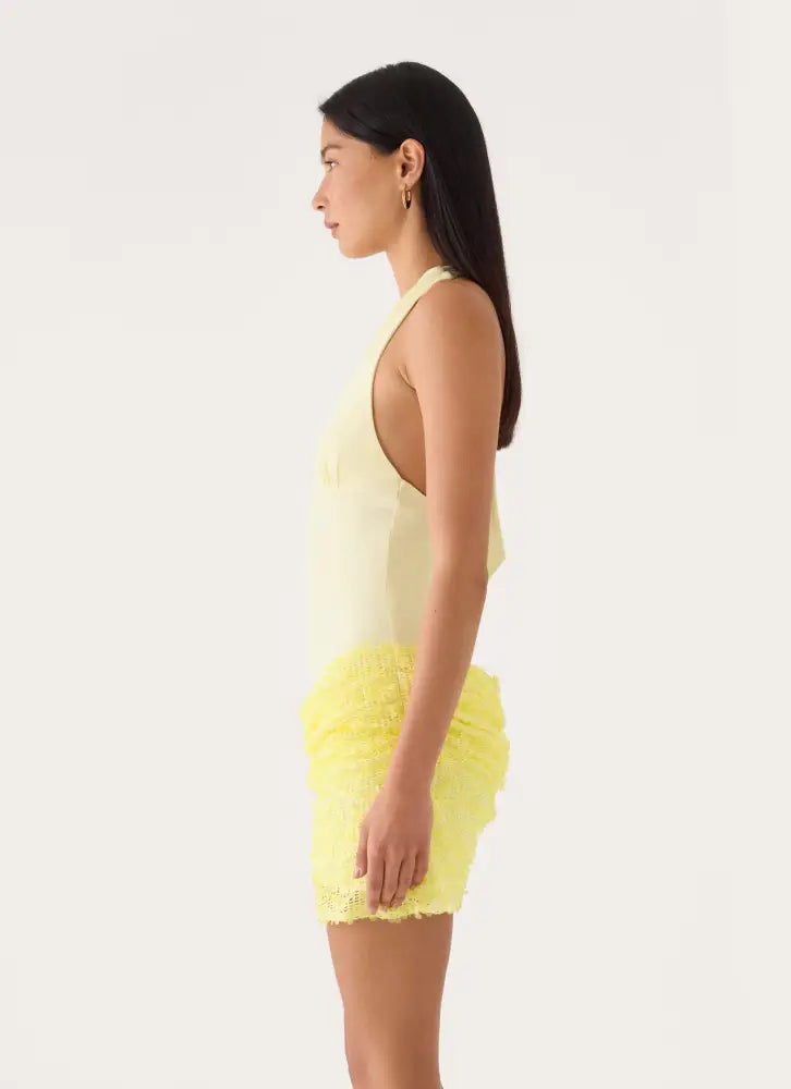 Indira Halter Mini Dress - Yellow - Mini Dresses