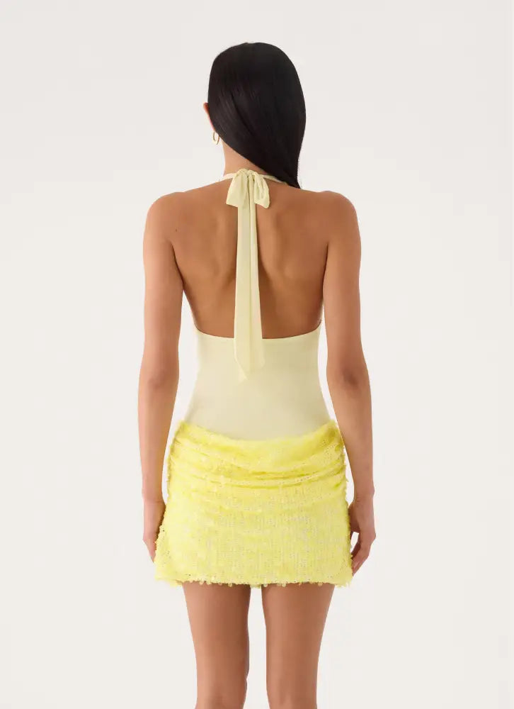Indira Halter Mini Dress - Yellow - Mini Dresses