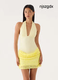 Indira Halter Mini Dress - Yellow - Mini Dresses