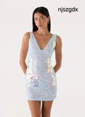 Maral Sequin Mini Dress - Blue - Mini Dresses