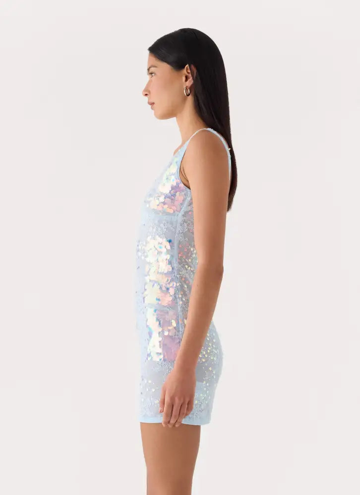 Maral Sequin Mini Dress - Blue - Mini Dresses