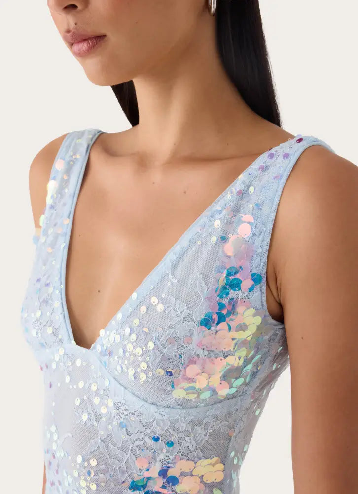 Maral Sequin Mini Dress - Blue - Mini Dresses