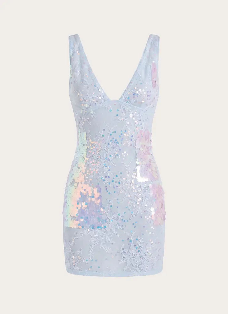 Maral Sequin Mini Dress - Blue - Mini Dresses