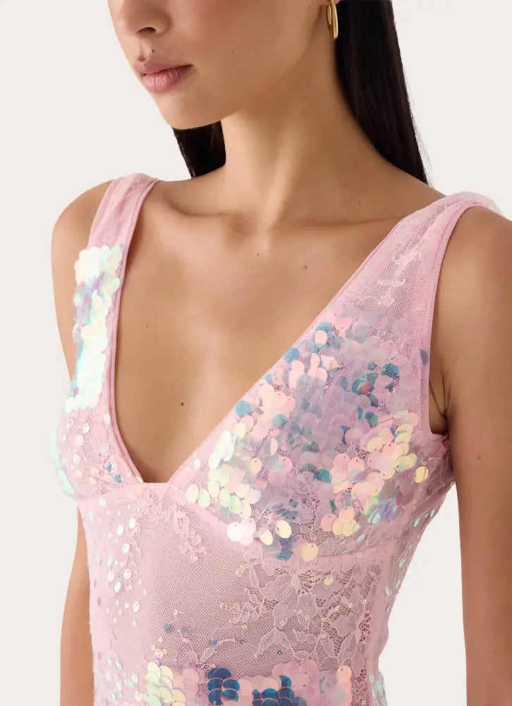 Maral Sequin Mini Dress - Pink - Mini Dresses