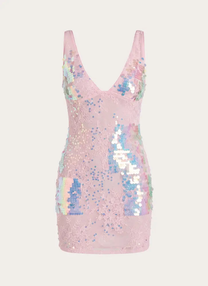 Maral Sequin Mini Dress - Pink - Mini Dresses