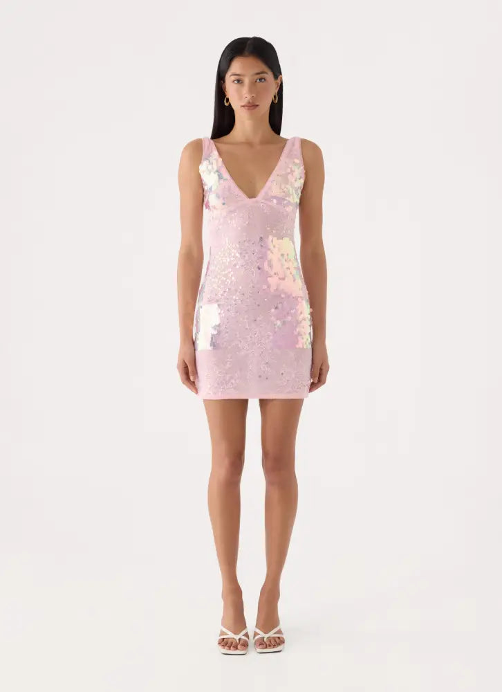 Maral Sequin Mini Dress - Pink - Mini Dresses