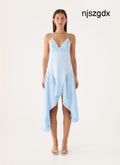 Prilla Asymmetric Midi Dress - Blue - Midi Dresses