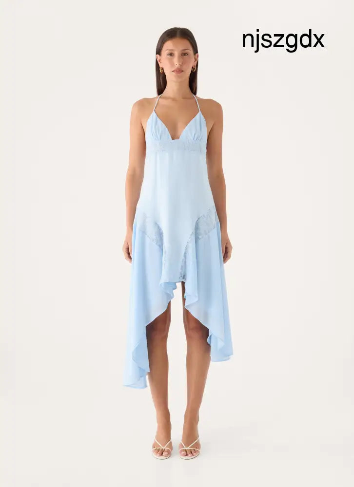 Prilla Asymmetric Midi Dress - Blue - Midi Dresses