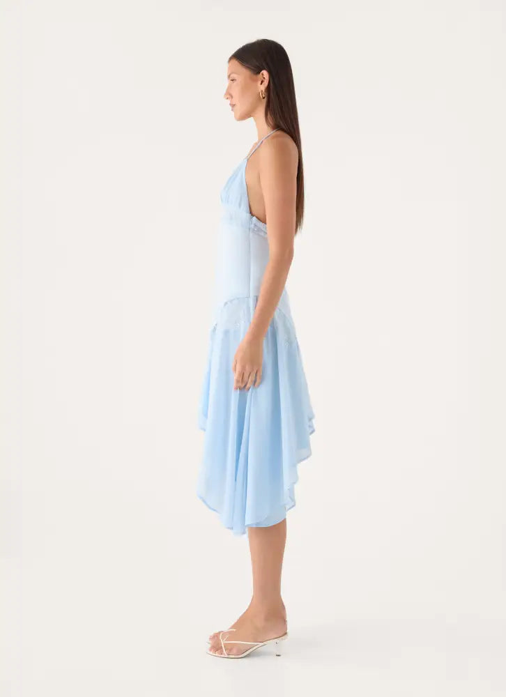 Prilla Asymmetric Midi Dress - Blue - Midi Dresses