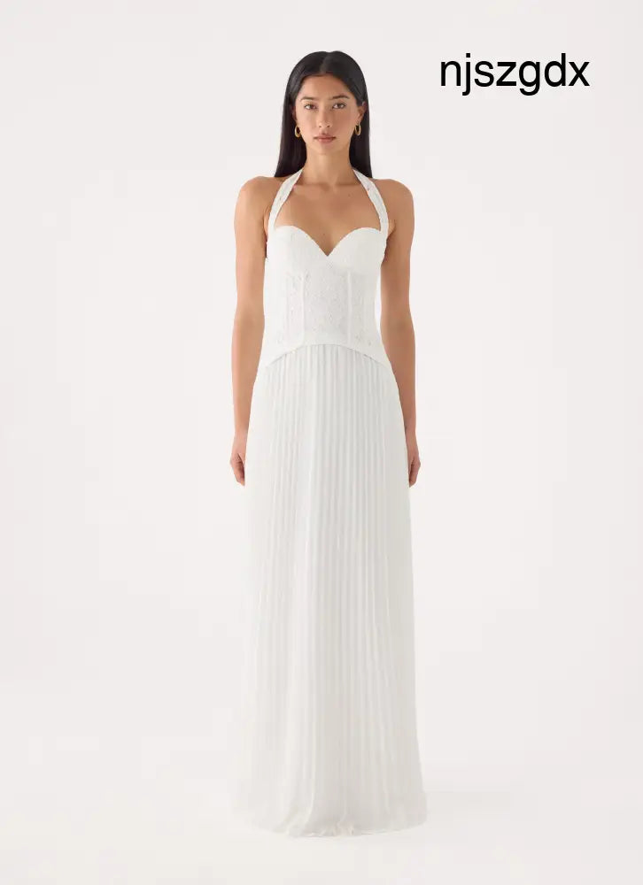 Tunnel Vision Maxi Dress - White - Maxi Dresses